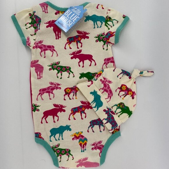 Little Blue House by Hatley Moose Bodysuit & Hat - New! - Picture 2 of 3